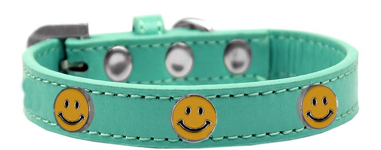 Happy Face Widget Dog Collar Aqua Size 18